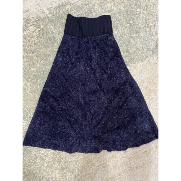 NWOT TORY BURCH Lurex Size XXS Merino Wool Sweater Midi Skirt Navy MSRP $398 - Picture 4 of 10